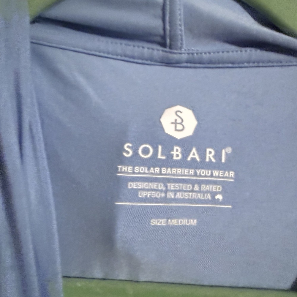 Solbari Women's Loose Fit Long Jacket UPF 50+ Blue Medium Hooded - Picture 3 of 5